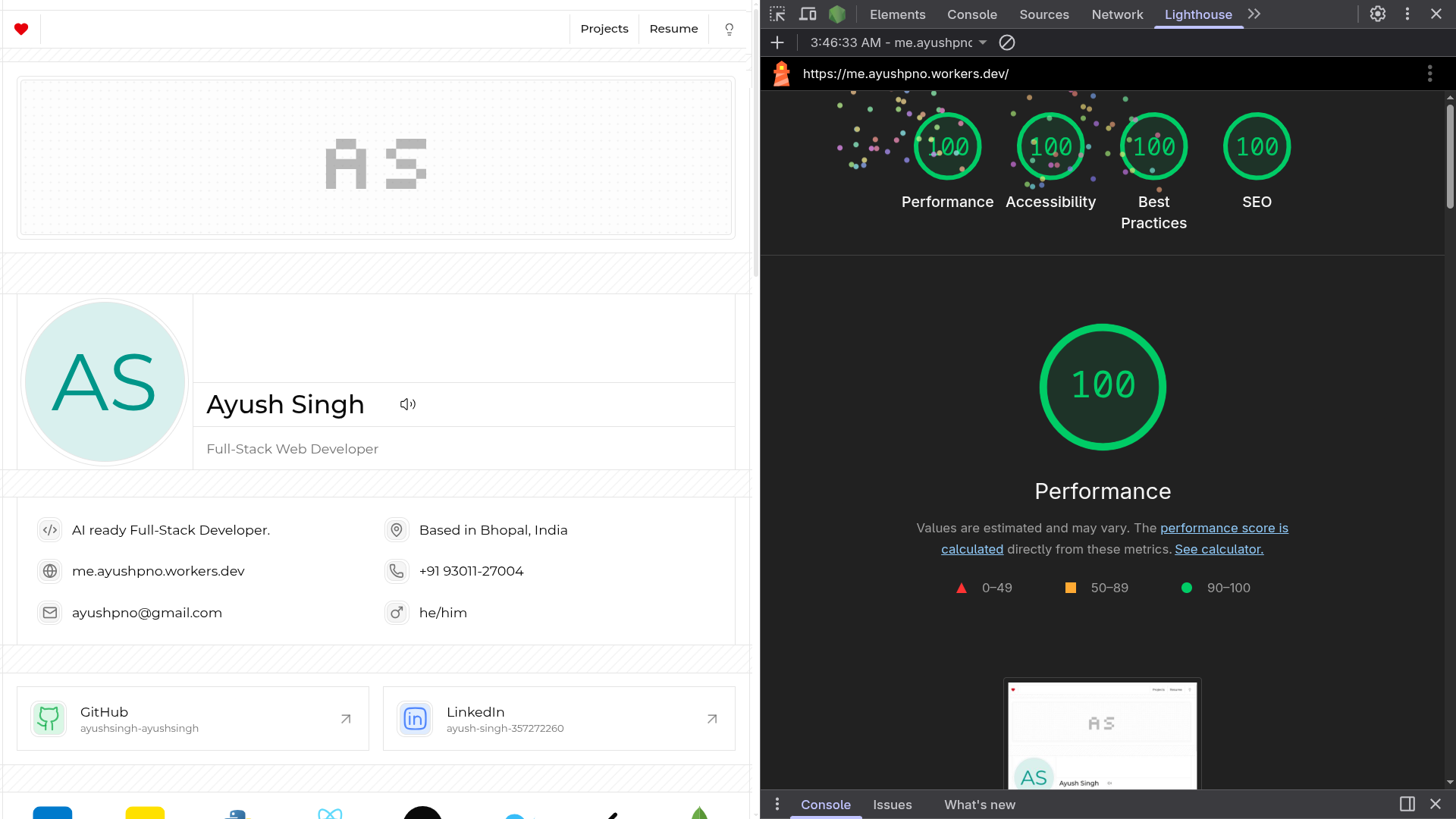 Full score on lighthouse test